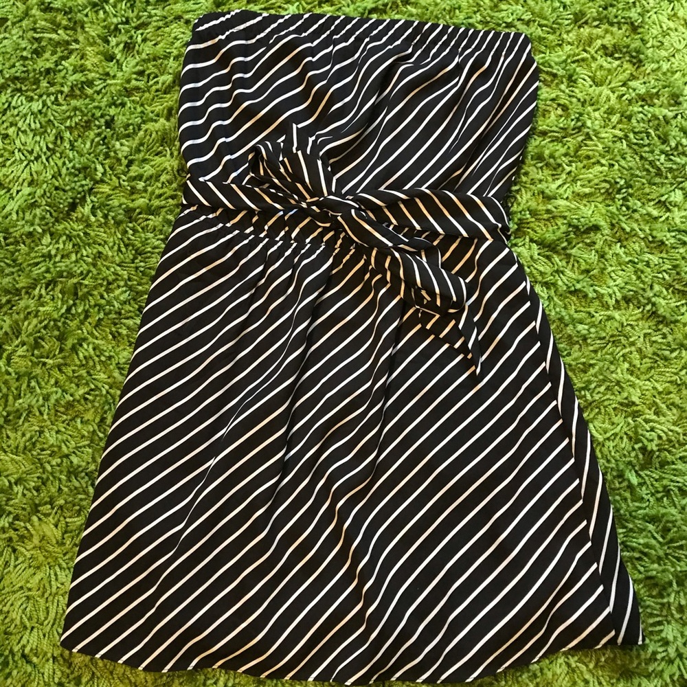 Express stripped strapless dress